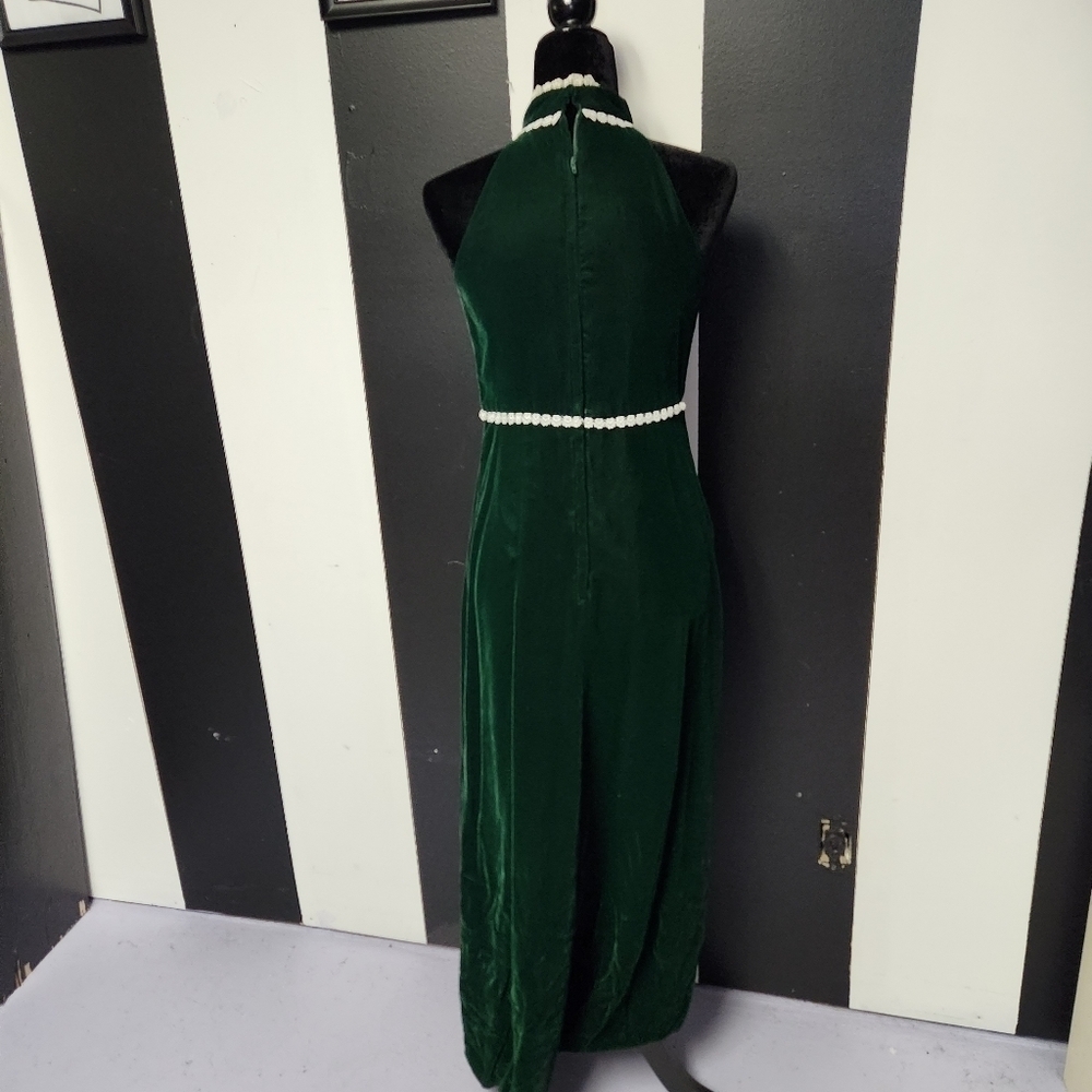 70's emerald and daisy velvet dress + bolero - Picture 2 of 8